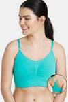 Zivame At Home Double Layered Non Wired Full Coverage Bra - Aqua Green — thumbnail 1